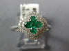 .53CT DIAMOND & AAA EMERALD 18K WHITE GOLD 4 LEAF CLOVER FLOWER DOUBLE HALO RING