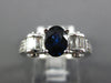 1.75CT DIAMOND AAA SAPPHIRE 18K WHITE GOLD OVAL ROUND & BAGUETTE ENGAGEMENT RING