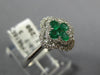 .53CT DIAMOND & AAA EMERALD 18K WHITE GOLD 4 LEAF CLOVER FLOWER DOUBLE HALO RING