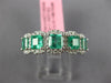 WIDE 2.12CT DIAMOND & AAA EMERALD 18KT WHITE GOLD 5 STONE HALO ANNIVERSARY RING