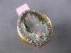 LARGE 10.82CT DIAMOND & AAA GREEN AMETHYST & ENAMEL 14K WHITE GOLD OVAL FUN RING