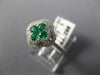 .53CT DIAMOND & AAA EMERALD 18K WHITE GOLD 4 LEAF CLOVER FLOWER DOUBLE HALO RING