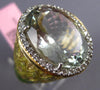 LARGE 10.82CT DIAMOND & AAA GREEN AMETHYST & ENAMEL 14K WHITE GOLD OVAL FUN RING