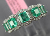 WIDE 2.12CT DIAMOND & AAA EMERALD 18KT WHITE GOLD 5 STONE HALO ANNIVERSARY RING