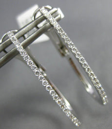 ESTATE .29CT DIAMOND 18KT WHITE GOLD 3D CLASSIC LONG OVAL HOOP CLIP ON EARRINGS