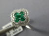 .53CT DIAMOND & AAA EMERALD 18K WHITE GOLD 4 LEAF CLOVER FLOWER DOUBLE HALO RING