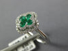 .53CT DIAMOND & AAA EMERALD 18K WHITE GOLD 4 LEAF CLOVER FLOWER DOUBLE HALO RING