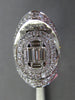 2.87CT DIAMOND 18K WHITE GOLD ROUND & BAGUETTE OVAL CLUSTER CRISS CROSS X RING
