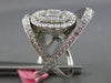 2.87CT DIAMOND 18K WHITE GOLD ROUND & BAGUETTE OVAL CLUSTER CRISS CROSS X RING