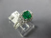 1.21CT DIAMOND & AAA EMERALD 14KT WHITE GOLD 3D CUSHION & ROUND ENGAGEMENT RING