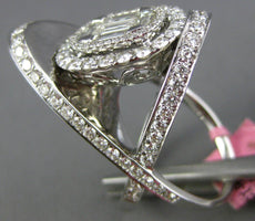 2.87CT DIAMOND 18K WHITE GOLD ROUND & BAGUETTE OVAL CLUSTER CRISS CROSS X RING