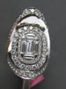 2.87CT DIAMOND 18K WHITE GOLD ROUND & BAGUETTE OVAL CLUSTER CRISS CROSS X RING