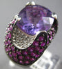 EXTRA LARGE 10.03CT DIAMOND & AAA MULTI GEM 14K WHITE GOLD FLOWER STATEMENT RING