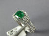 1.21CT DIAMOND & AAA EMERALD 14KT WHITE GOLD 3D CUSHION & ROUND ENGAGEMENT RING