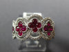 ESTATE WIDE 1.37CT DIAMOND & AAA RUBY 18KT WHITE GOLD MULTI FLOWER FILIGREE RING