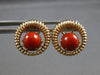 ESTATE LARGE AAA CORAL 18K ROSE GOLD 3D CIRCULAR CLIP ON HANGING EARRINGS #27811