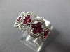 ESTATE WIDE 1.37CT DIAMOND & AAA RUBY 18KT WHITE GOLD MULTI FLOWER FILIGREE RING