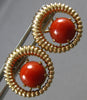 ESTATE LARGE AAA CORAL 18K ROSE GOLD 3D CIRCULAR CLIP ON HANGING EARRINGS #27811