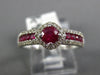 1.02CT DIAMOND & AAA RUBY 14K WHITE GOLD 3D ROUND SQUARE FRIENDSHIP PROMISE RING