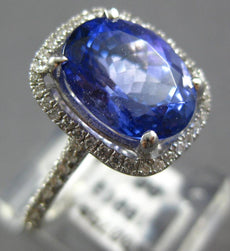 1.75CT DIAMOND &AAA TANZANITE 18K WHITE GOLD OVAL HALO ETERNITY ENGAGEMENT RING