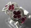 ESTATE WIDE 1.37CT DIAMOND & AAA RUBY 18KT WHITE GOLD MULTI FLOWER FILIGREE RING