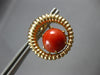 ESTATE LARGE AAA CORAL 18K ROSE GOLD 3D CIRCULAR CLIP ON HANGING EARRINGS #27811