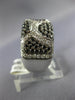 ESTATE WIDE 1.65CT WHITE & BLACK DIAMOND 18KT WHITE GOLD MULTI ROW PAVE FUN RING