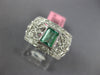 WIDE 1.81CT DIAMOND & AAA EMERALD 18K WHITE GOLD OPEN FILIGREE FLOWER FUN RING