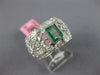 WIDE 1.81CT DIAMOND & AAA EMERALD 18K WHITE GOLD OPEN FILIGREE FLOWER FUN RING