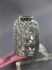 WIDE 1.81CT DIAMOND & AAA EMERALD 18K WHITE GOLD OPEN FILIGREE FLOWER FUN RING