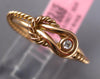ESTATE SMALL .03CT DIAMOND 14KT ROSE GOLD CLASSIC SOLITAIRE LOVE KNOT FUN RING