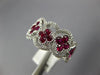 ESTATE WIDE 1.37CT DIAMOND & AAA RUBY 18KT WHITE GOLD MULTI FLOWER FILIGREE RING
