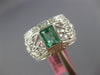 WIDE 1.81CT DIAMOND & AAA EMERALD 18K WHITE GOLD OPEN FILIGREE FLOWER FUN RING