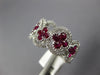 ESTATE WIDE 1.37CT DIAMOND & AAA RUBY 18KT WHITE GOLD MULTI FLOWER FILIGREE RING