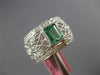 WIDE 1.81CT DIAMOND & AAA EMERALD 18K WHITE GOLD OPEN FILIGREE FLOWER FUN RING