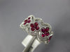 ESTATE WIDE 1.37CT DIAMOND & AAA RUBY 18KT WHITE GOLD MULTI FLOWER FILIGREE RING