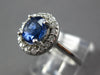 1.62CT DIAMOND & AAA SAPPHIRE 14K WHITE GOLD 3D OVAL HALO FLOWER ENGAGEMENT RING