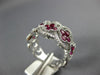 ESTATE WIDE 1.37CT DIAMOND & AAA RUBY 18KT WHITE GOLD MULTI FLOWER FILIGREE RING