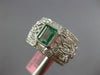 WIDE 1.81CT DIAMOND & AAA EMERALD 18K WHITE GOLD OPEN FILIGREE FLOWER FUN RING