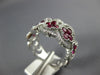 ESTATE WIDE 1.37CT DIAMOND & AAA RUBY 18KT WHITE GOLD MULTI FLOWER FILIGREE RING