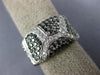 ESTATE WIDE 1.65CT WHITE & BLACK DIAMOND 18KT WHITE GOLD MULTI ROW PAVE FUN RING