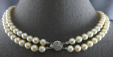 AAA SOUTH SEA PEARL 14K WHITE GOLD 3D DOUBLE STRAND 6.5-7MM LOVE NECKLACE #27803
