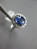 1.62CT DIAMOND & AAA SAPPHIRE 14K WHITE GOLD 3D OVAL HALO FLOWER ENGAGEMENT RING