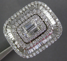 5.59CT DIAMOND 18K WHITE GOLD 3D ROUND & BAGUETTE BALLERINA SQUARE COCKTAIL RING