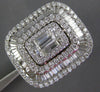 5.59CT DIAMOND 18K WHITE GOLD 3D ROUND & BAGUETTE BALLERINA SQUARE COCKTAIL RING