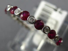 .61CT DIAMOND & AAA RUBY 18KT WHITE GOLD 3D CLASSIC ROUND BEZEL ANNIVERSARY RING