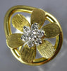 ESTATE WIDE .19CT DIAMOND 18KT WHITE & YELLOW GOLD 3D FLOWER TEAR DROP FUN RING