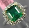 ESTATE 1.91CT DIAMOND & AAA EMERALD 18KT 2 TONE GOLD SQUARE HALO ENGAGEMENT RING
