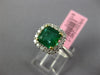 ESTATE 1.91CT DIAMOND & AAA EMERALD 18KT 2 TONE GOLD SQUARE HALO ENGAGEMENT RING
