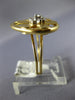 ESTATE WIDE .19CT DIAMOND 18KT WHITE & YELLOW GOLD 3D FLOWER TEAR DROP FUN RING